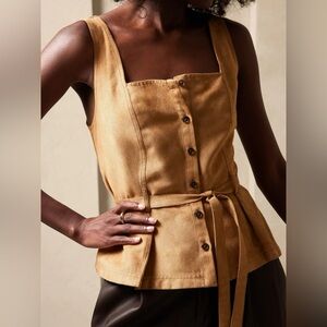 Banana Republic Camel Tie-Waist Button Front Camisole